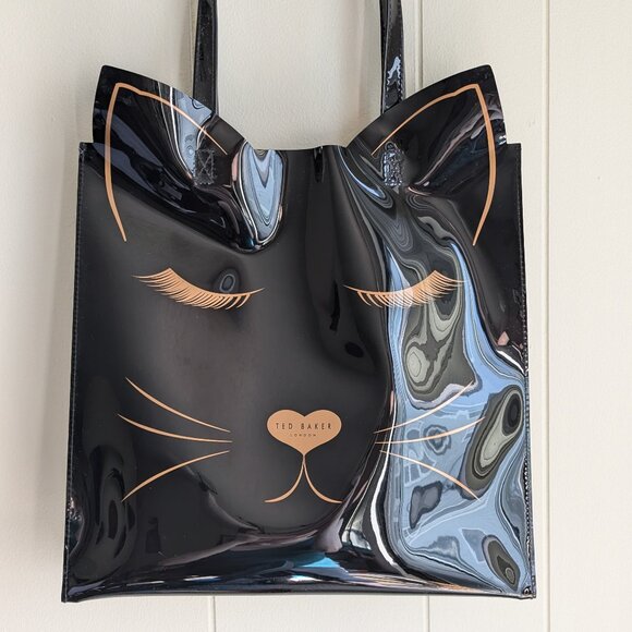 Black Patent Ted Baker London Cat tote bag - Picture 1 of 7